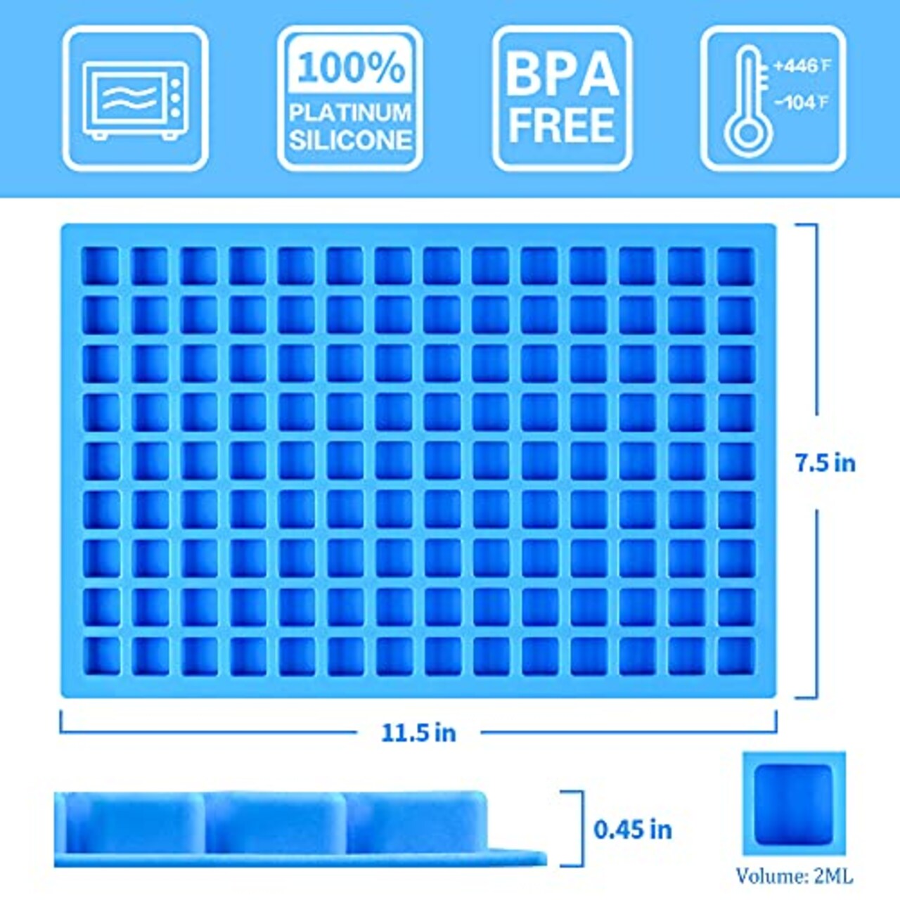 2 Pack Mini Silicone Molds for Hard Candy, Chocolate, Gummy, Caramel, Ganache, Ice Cubes (2)